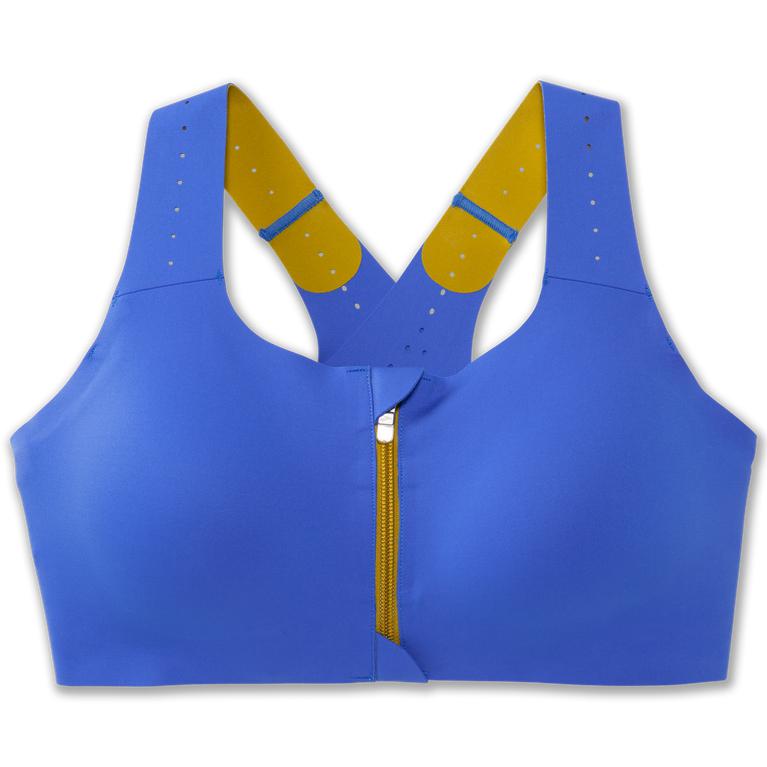 Brooks Dare Zip 2.0 - Womens Sports Running Bra - Bluetiful/Golden Hour (98650PSXT)